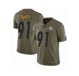 Men Nike Pittsburgh Steelers #91 Stephon Tuitt Limited Olive 2017 Salute to Service NFL Jersey