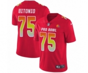 Men's Cleveland Browns #75 Joel Bitonio Limited Red AFC 2019 Pro Bowl Football Jersey