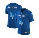 Men's Dallas Cowboys #4 Dak Prescott Limited Royal Blue NFC 2019 Pro Bowl Football Jersey