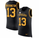 Men's Nike Pittsburgh Steelers #13 James Washington Black Rush Player Name & Number Tank Top NFL Jersey