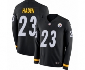 Men's Nike Pittsburgh Steelers #23 Joe Haden Limited Black Therma Long Sleeve NFL Jersey