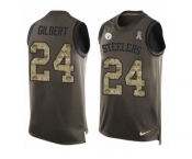 Men's Nike Pittsburgh Steelers #24 Justin Gilbert Limited Green Salute to Service Tank Top NFL Jersey