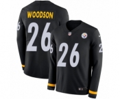 Men's Nike Pittsburgh Steelers #26 Rod Woodson Limited Black Therma Long Sleeve NFL Jersey