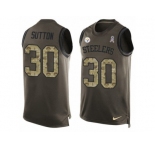 Men's Nike Pittsburgh Steelers #30 Cameron Sutton Limited Green Salute to Service Tank Top NFL Jersey