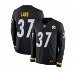 Men's Nike Pittsburgh Steelers #37 Carnell Lake Limited Black Therma Long Sleeve NFL Jersey
