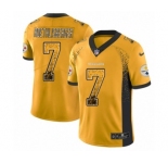 Men's Nike Pittsburgh Steelers #7 Ben Roethlisberger Limited Gold Rush Drift Fashion NFL Jersey