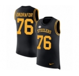 Men's Nike Pittsburgh Steelers #76 Chukwuma Okorafor Black Rush Player Name & Number Tank Top NFL Jersey