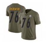 Men's Nike Pittsburgh Steelers #76 Chukwuma Okorafor Limited Olive 2017 Salute to Service NFL Jersey