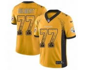Men's Nike Pittsburgh Steelers #77 Marcus Gilbert Limited Gold Rush Drift Fashion NFL Jersey