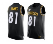 Men's Nike Pittsburgh Steelers #81 Jesse James Limited Black Player Name & Number Tank Top NFL Jersey