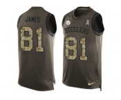 Men's Nike Pittsburgh Steelers #81 Jesse James Limited Green Salute to Service Tank Top NFL Jersey