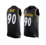Men's Nike Pittsburgh Steelers #90 T. J. Watt Limited Black Player Name & Number Tank Top NFL Jersey
