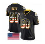 Men's Nike Pittsburgh Steelers #90 T. J. Watt Limited Black Rush USA Flag NFL Jersey