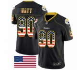 Men's Nike Pittsburgh Steelers #90 T. J. Watt Limited Black Rush USA Flag NFL Jersey
