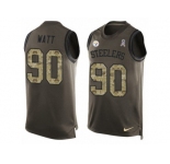 Men's Nike Pittsburgh Steelers #90 T. J. Watt Limited Green Salute to Service Tank Top NFL Jersey