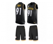 Men's Nike Pittsburgh Steelers #91 Stephon Tuitt Limited Black Tank Top Suit NFL Jersey