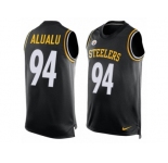 Men's Nike Pittsburgh Steelers #94 Tyson Alualu Limited Black Player Name & Number Tank Top NFL Jersey