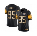Men's Nike Steelers #95 Greg Lloyd Black Stitched NFL Limited Gold Rush Jersey