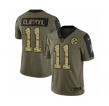 Men's Pittsburgh Steelers #11 Chase Claypool 2021 Olive Camo Salute To Service Limited Stitched Football Jersey