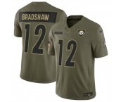 Men's Pittsburgh Steelers #12 Terry Bradshaw Olive 2025 F.U.S.E. Salute to Service Limited Football Stitched Jersey