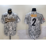 Men's Pittsburgh Steelers #2 Justin Fields 2024 Arctic Camo Salute To Service Stitched Baseball Jersey