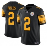 Men's Pittsburgh Steelers #2 Justin Fields Black Color Rush Vapor Limited Football Stitched Jersey