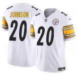 Men's Pittsburgh Steelers #20 Kaleb Johnson White 2025 Draft F.U.S.E. Vapor Limited Football Stitched Jersey