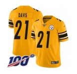 Men's Pittsburgh Steelers #21 Sean Davis Limited Gold Inverted Legend 100th Season Football Jersey