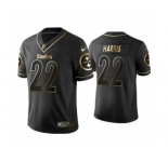 Men's Pittsburgh Steelers #22 Najee Harris Black Golden Edition Limited Stitched Football Jersey