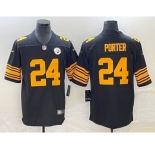 Men's Pittsburgh Steelers #24 Joey Porter Jr. Black 2023 Draft Color Rush Limited Stitched Jersey