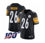 Men's Pittsburgh Steelers #26 Rod Woodson Black Team Color Vapor Untouchable Limited Player 100th Season Football Jersey