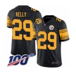 Men's Pittsburgh Steelers #29 Kam Kelly Limited Black Rush Vapor Untouchable 100th Season Football Jersey