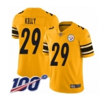 Men's Pittsburgh Steelers #29 Kam Kelly Limited Gold Inverted Legend 100th Season Football Jersey