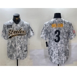 Men's Pittsburgh Steelers #3 Russell Wilson 2024 Arctic Camo Salute To Service Stitched Baseball Jersey