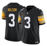 Men's Pittsburgh Steelers #3 Russell Wilson Black 2024 F.U.S.E. With Walter Payton Patch Vapor Untouchable Limited Football Stitched Jersey