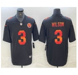 Men's Pittsburgh Steelers #3 Russell Wilson Black Red Orange Stripe Vapor Limited Nike NFL Jersey