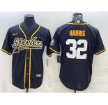 Men's Pittsburgh Steelers #32 Franco Harris Black With Patch Cool Base Stitched Baseball Jerseys