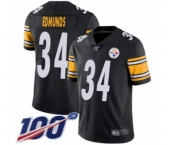 Men's Pittsburgh Steelers #34 Terrell Edmunds Black Team Color Vapor Untouchable Limited Player 100th Season Football Jersey