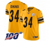 Men's Pittsburgh Steelers #34 Terrell Edmunds Limited Gold Inverted Legend 100th Season Football Jersey