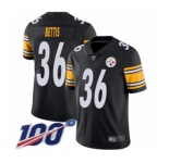 Men's Pittsburgh Steelers #36 Jerome Bettis Black Team Color Vapor Untouchable Limited Player 100th Season Football Jersey