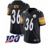 Men's Pittsburgh Steelers #36 Jerome Bettis Black Team Color Vapor Untouchable Limited Player 100th Season Football Jersey