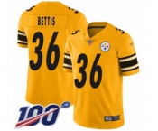 Men's Pittsburgh Steelers #36 Jerome Bettis Limited Gold Inverted Legend 100th Season Football Jersey