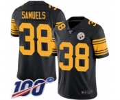 Men's Pittsburgh Steelers #38 Jaylen Samuels Limited Black Rush Vapor Untouchable 100th Season Football Jersey