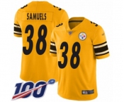 Men's Pittsburgh Steelers #38 Jaylen Samuels Limited Gold Inverted Legend 100th Season Football Jersey
