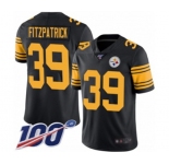 Men's Pittsburgh Steelers #39 Minkah Fitzpatrick Limited Black Rush Vapor Untouchable 100th Season Football Jersey