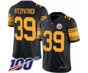 Men's Pittsburgh Steelers #39 Minkah Fitzpatrick Limited Black Rush Vapor Untouchable 100th Season Football Jersey