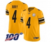 Men's Pittsburgh Steelers #4 Jordan Berry Limited Gold Inverted Legend 100th Season Football Jersey