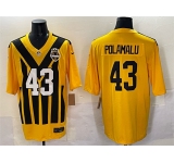 Men's Pittsburgh Steelers #43 Troy Polamalu Gold 1933 Throwback Alternate Football Stitched Jersey