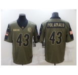 Men's Pittsburgh Steelers #43 Troy Polamalu Nike Olive 2021 Salute To Service Limited Player Jersey