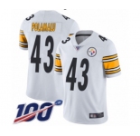 Men's Pittsburgh Steelers #43 Troy Polamalu White Vapor Untouchable Limited Player 100th Season Football Jersey